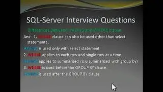 SQL Server Interview Questions and Answers  Differences Between Having and Where clause