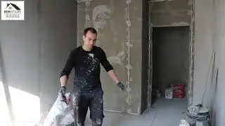 Инструмент для штукатурных работ. Пример выравнивания части стены