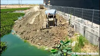The First Step Processing Building Foundation Village Road In Water By Old Dozer Pushing Soil