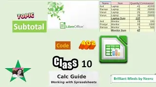 Subtotals Calc - Libre Office Calc Subtotals Class X IT 402-Subtotals IT 402 Class X