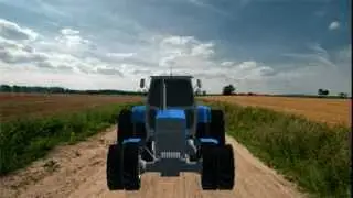 green screen effect- Tractor drives with rotating wheels - 