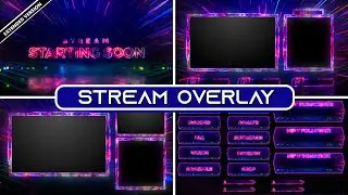 Colourful Glowing Animated Stream Overlay Pack | Animated Stream Overlay | OBS & Streamlabs Overlay