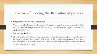 Recruitment and Factor influencing Recruitment