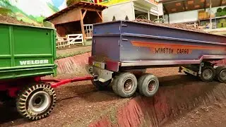 TRACTOR with 4 TRAILERS in TROUBLE on the Corleone Farm | rc farming