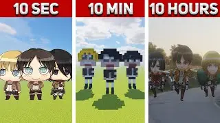 Chibi Eren, Mikasa, Armin in MINECRAFT: 10 Hours, 10 Minutes, 10 SECONDS!