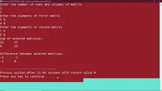 Addition and Subtraction of two Matrix C || 