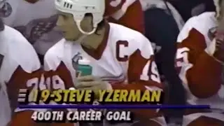 Steve Yzerman nets 400th career NHL goal | November 13, 1992 | Red Wings vs. Penguins