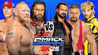 WWE 2K25 Tornado Tag WAR! Roman Reigns, John Cena & Lesnar vs Logan Paul, McIntyre & Breakker