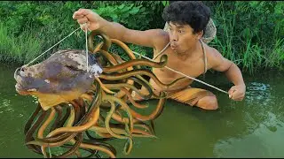 survival in the rainforest - cook Eels - This meat is very delicious