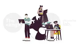 Remote work team line 2D animation