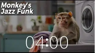 Quick Funky Fix: 4 Minute Lofi Groove Timer on Monkey's Laundry Day 🎵🐵