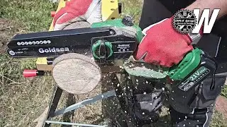 GOLDSEA Mini Chainsaw - Only cutting tests  [4K VIDEO]