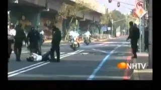 Police Bike Crash - Officer in Presidential Motorcade Crash bike on speed bump