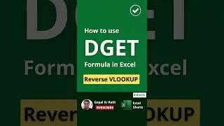 How to use DGET Formula in Excel #shorts
