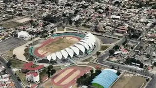 Estadio Panamericano, animación de satélite realizada con Google Earth Studio