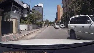 Careless scooter rider almost creamed by a van