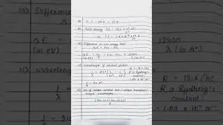 Class 12 | physics | atoms | Short notes | formula list | CBSE | JEE | NEET | handwritten notes