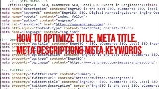 Add Title, Meta Title, Meta Description and Meta Keywords for SEO in website | SEO Meat Tags 2024.