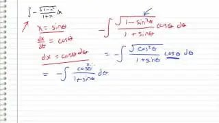 Calculus - Integral -sqrt(1-x^2)/(1+x) dx  - Trig Sub (Request)