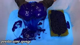 Pale blue powder and deep blue washing gel 🩵💙🤍 Asmr squeezing sponge