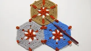 Шестиугольник крючком/Crochet motif. Hexagonal crochet/Мотивы крючком  Вязание для начинающих № 393