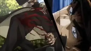 Jotaro falls down the stairs