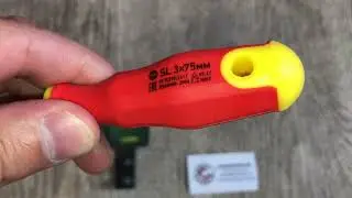 Отвертка диэлектрическая SL3х75 мм, CrV, до 1000 В, двухкомпонентная рукоятка Сибртех, Артикул:12931