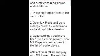Add .srt subtitles to mp3 files on Android Phone using MX Player - 2