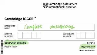 IGCSE Computer Science 0478 | May/June 2022 paper 13 full walkthrough