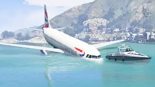 A320 Emergency Landing Crash On Water When Pilot Got Too Sick | GTA 5