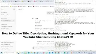 How to Define Title, Description, Hashtags, and Keywords for Your YouTube Channel Using ChatGPT !!!