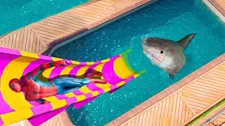 GTA 5 Spiderman Water Slide Ragdolls