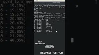 RSVP speed reading tool, binded to cli. rsvpcli on GitHub