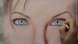 как рисовать глаза женщины, используя карандаши цвета на бумаге рисунок урок искусство