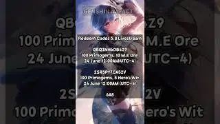 Genshin Impact 3.8 livestream redeem codes