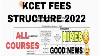 KCET FEES STRUCTURE FOR ALL COURSES 2022-23|OUT COMPLETE INFO|students solution