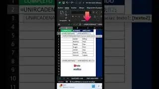 Utiliza la función UNIRCADENAS para unir Nombres con Apellidos #excel #mexico #peru #colombia
