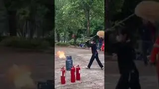 fire vs broom, fastest way to put out a fire. #fire #gascylindernewrules #gas #broom #firefighter