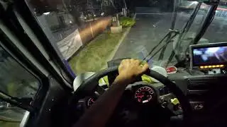 Front Load Garbage Truck, Working in the dark