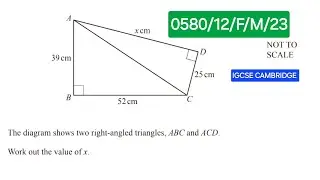 The diagram shows two right-angled triangles, ABC and ACD. Work out the value of x.