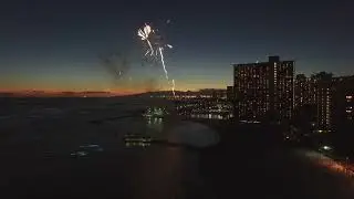 Footage Of A Fireworks Near The Ocean