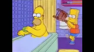 bart hits homer with a chair