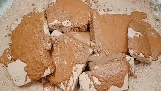 Crispy Crunchy Stoney Red Sand Slabs with Paste Crumbling on Floor & Mixing ASMR