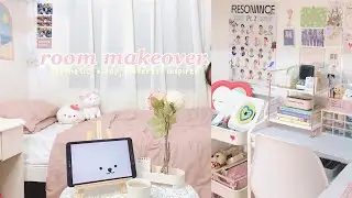 aesthetic room makeover 🌷 korean, k-pop, pastel inspired ft. phomemo mini printer (shopee finds)