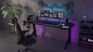 Ultimate Setup® Gaming Tisch elektrisch höhenverstellbar - 4x unterschiedliche Gaming Zimmer
