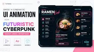 Cyberpunk Ramen Menu UI Animation in After Effects | Futuristic HUD Motion Design AI