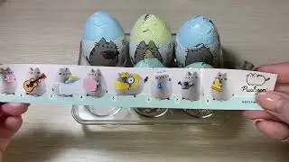 Pusheen (Пушин) коллекционные игрушки, открываем шоколадные яйца от Mega Secret вместе с котом.