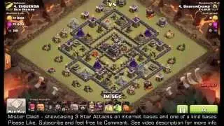 3 Star Diamond Tesla Moat Hybrid TH9 GoHo, clash of clans clan war