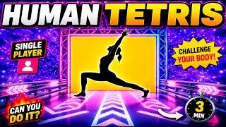 HUMAN TETRIS 1 PLAYER | Yoga Poses | Immersive Interactive Warm Up | Hard | High Quality 4K