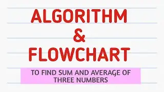 Write an Algorithm and Flowchart to find Sum and average of three numbers.